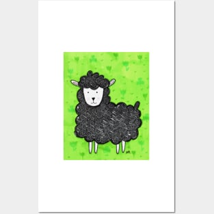 Black Sheep In A Pasture Posters and Art